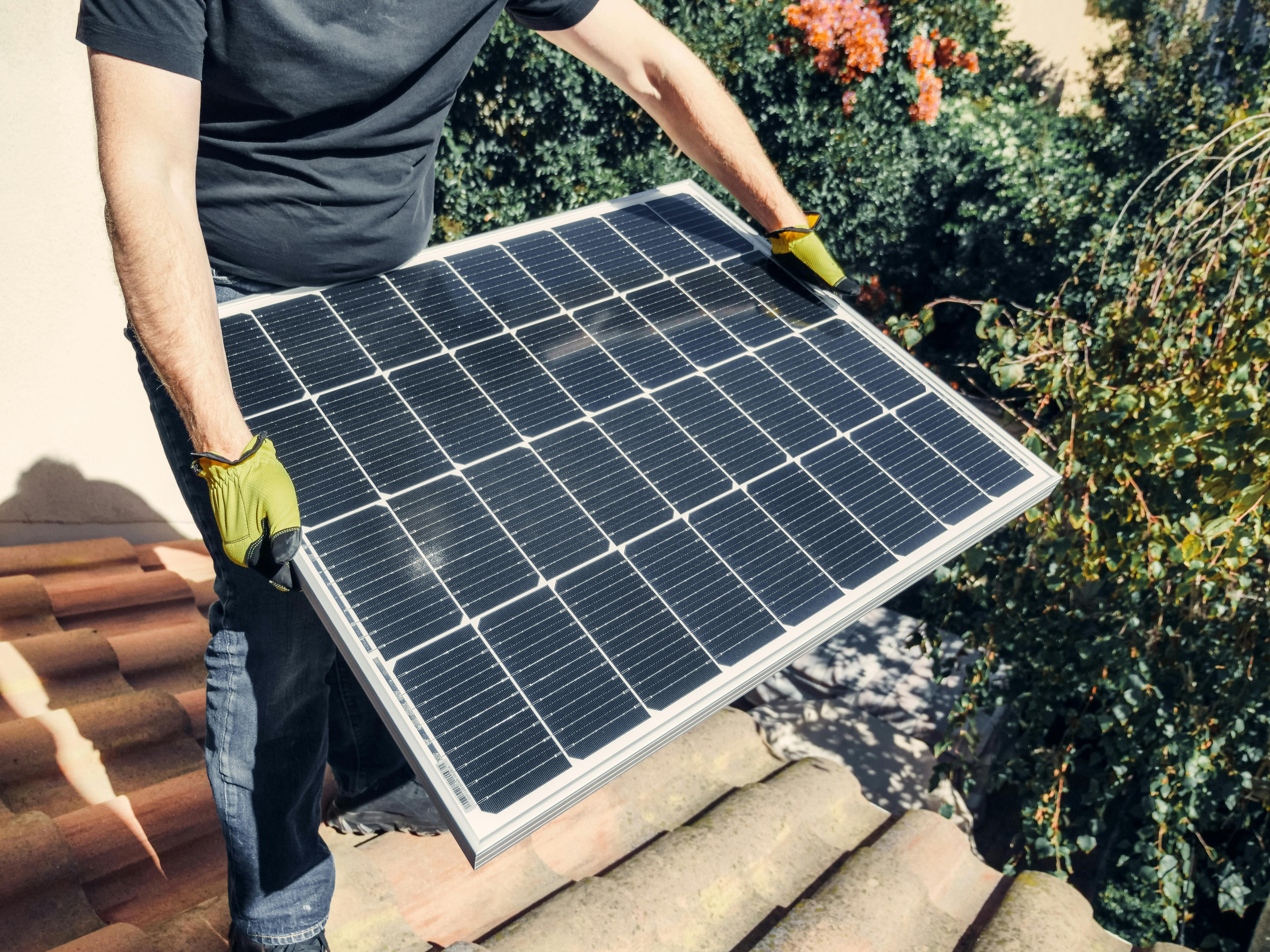 Solar panels on a house roof
